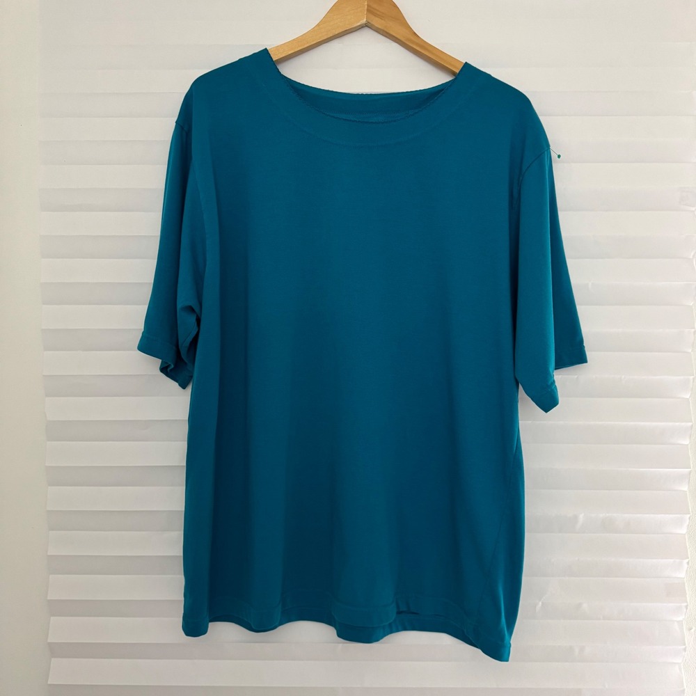 American Weekend Woman Teal Blue Crew Neck Short Sleeve T-Shirt 22W Plus Size